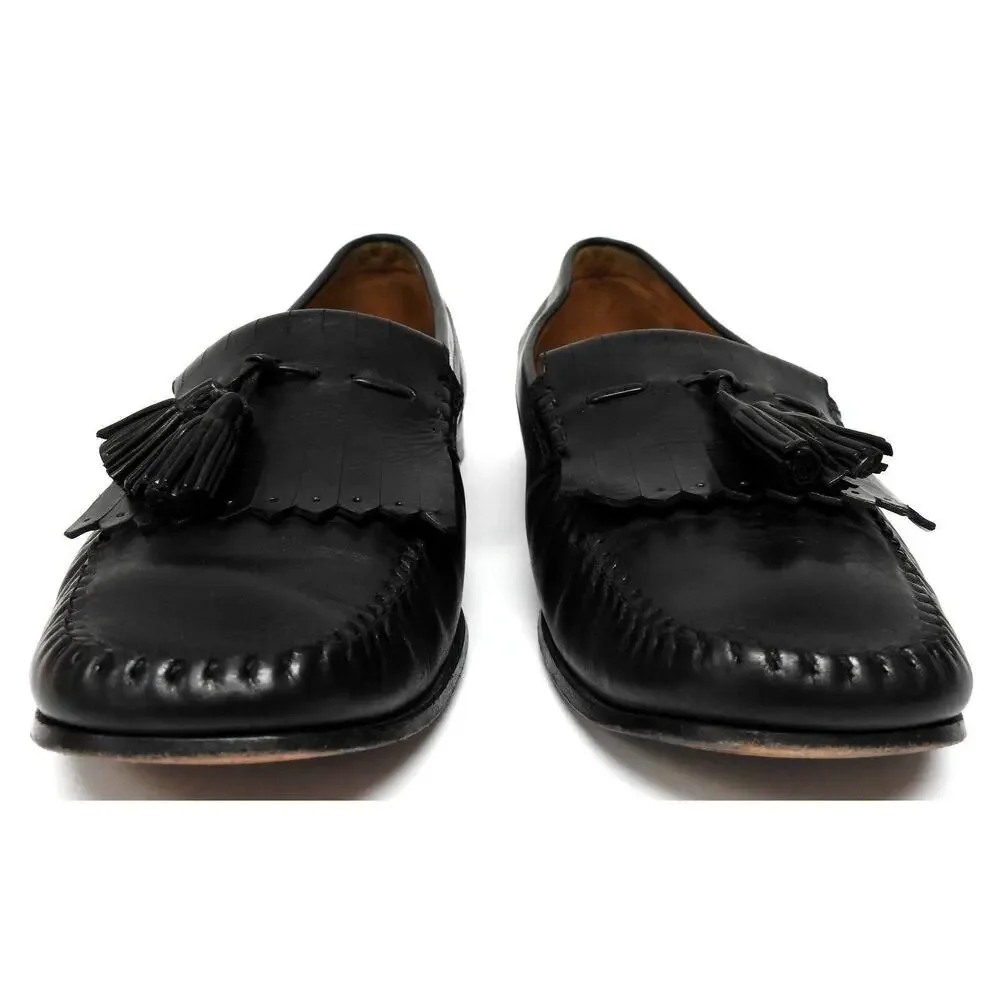 Johnston & Murphy Shoes black Leather loafers tassels Size 9.5 M
